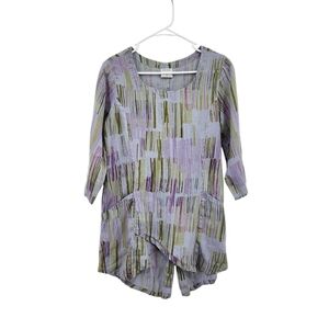 Click by Color Me Cotton Women's 100% Linen Asymmetrical Blouse Lagenlook- S
